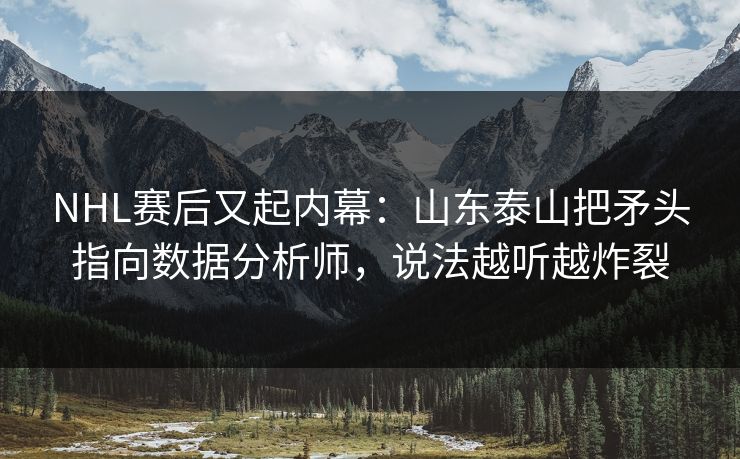 NHL赛后又起内幕：山东泰山把矛头指向数据分析师，说法越听越炸裂