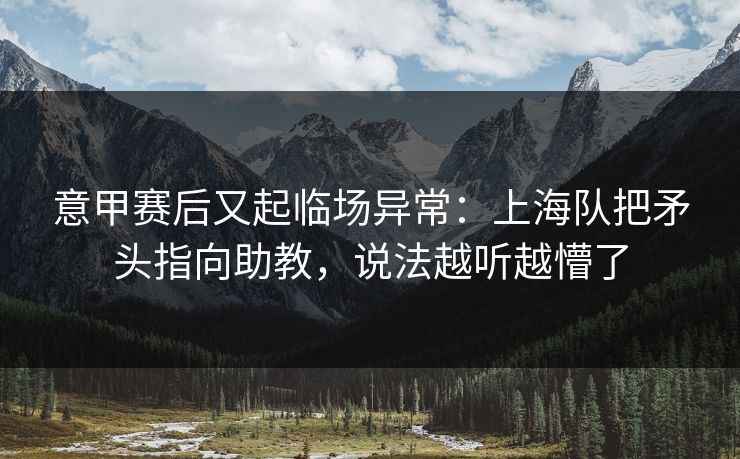 意甲赛后又起临场异常：上海队把矛头指向助教，说法越听越懵了